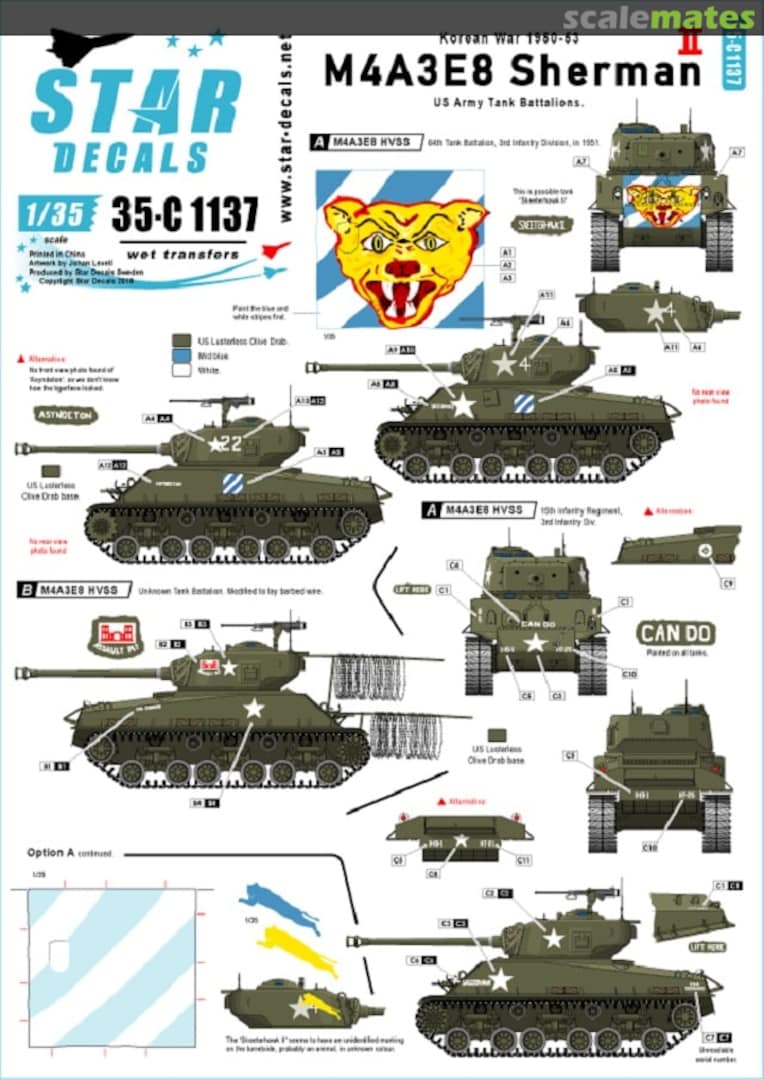 Boxart M4A3E8 Sherman # 2 35-C1137 Star Decals