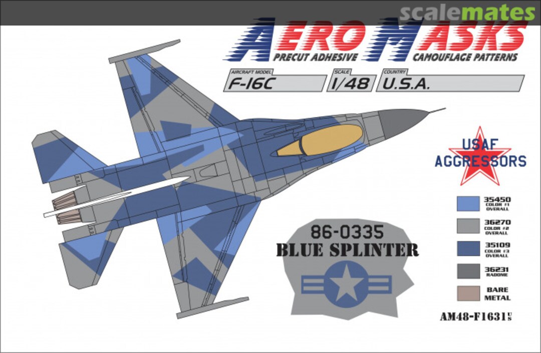 Boxart F-16C 86-0335 Blue Splinter AM48-F1631 AeroMasks