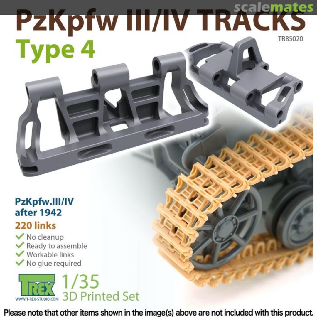 Boxart PzKpfw III / IV Tank Tracks Type.4 TR85020 T-Rex Studio