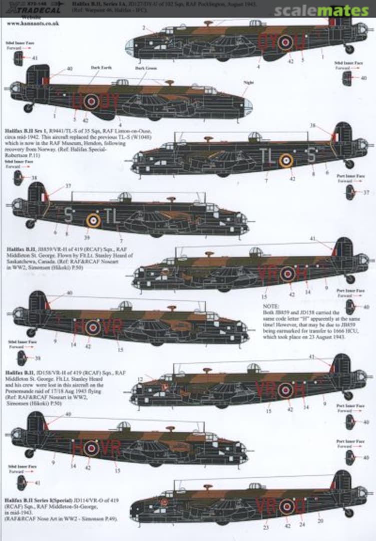 Boxart Handley-Page Halifax B.II/B.II Series 1A X72-146 Xtradecal