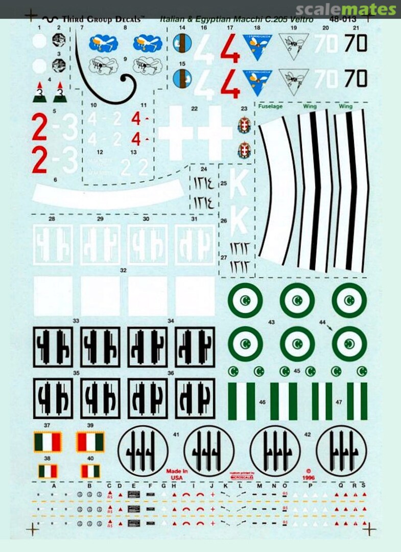 Boxart Italian & Egyptian Macchi C.205 Veltro 48-013 Third Group Decals