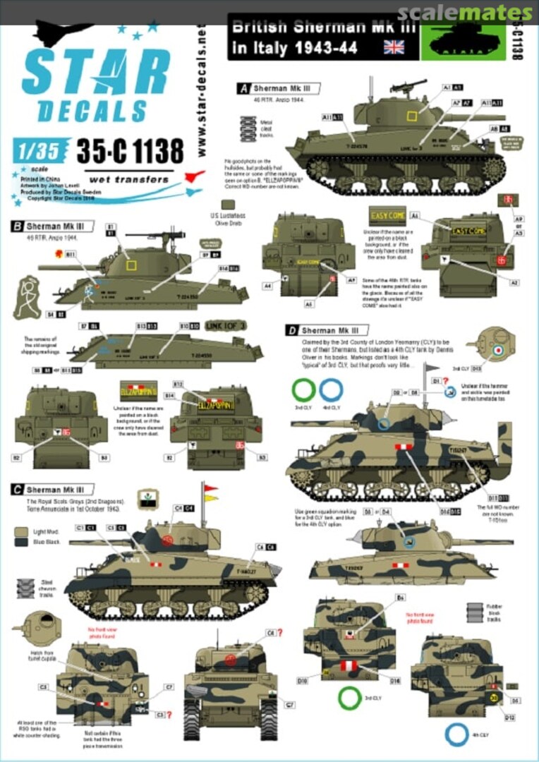 Boxart British Sherman in Italy 1943-44 35-C1138 Star Decals