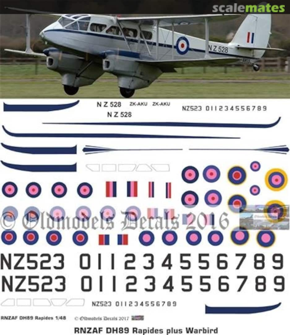 Boxart RNZAF DH89 Rapides plus Warbird OMD0415 Oldmodels Decals