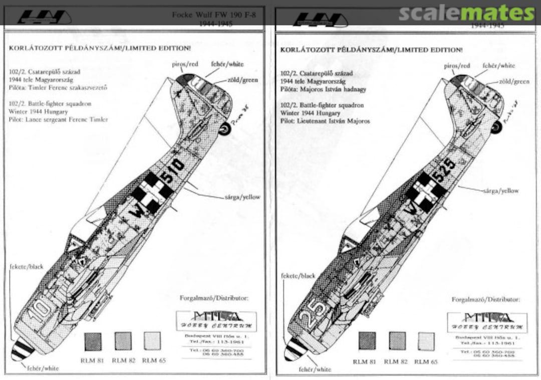 Boxart Focke-Wulf Fw 190 F-8 72006 Hungarian Armour Decals