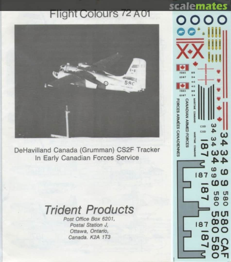 Boxart de Havilland Canada (Grumman) CS2F-1 Tracker: RCN (early) 72A01 Flight Colours