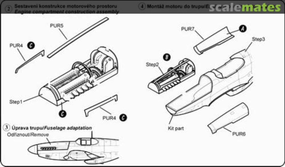 Boxart P-51B Mustang engine set (Packard Merlin V1650) 7063 CMK