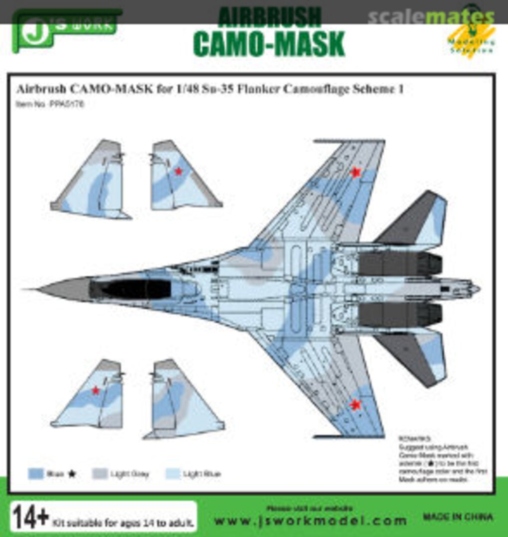 Boxart Airbrush CAMO-MASK for 1/48 Su-35 Camouflage Scheme 1 PPA5176 J's Work