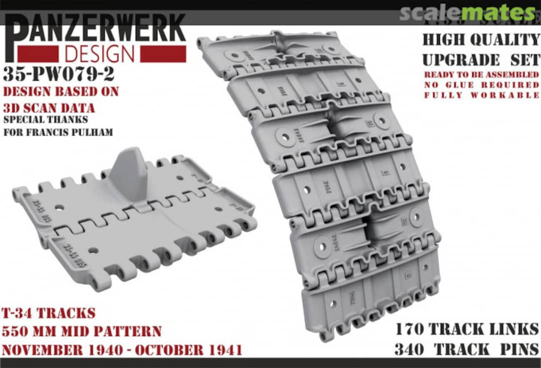 Boxart T-34 tracks 550 mm wide Nov  1940- Nov 1941 35-PW079-2 Panzerwerk design