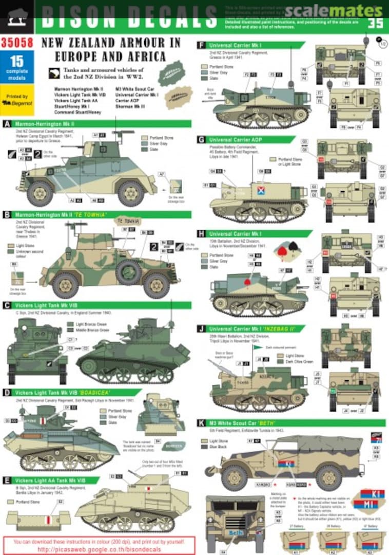 Boxart New Zealand Armour In Europe And Africa 35058 Bison Decals