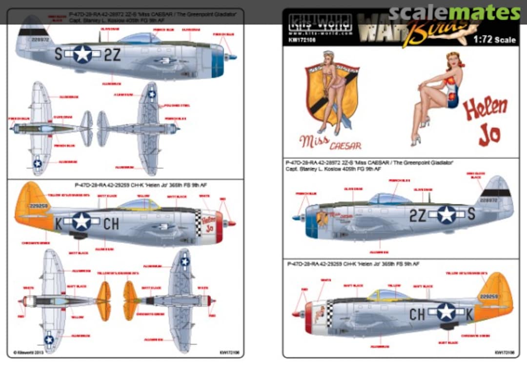 Boxart P-47D Thunderbolts Bubbletop KW172106 Kits-World