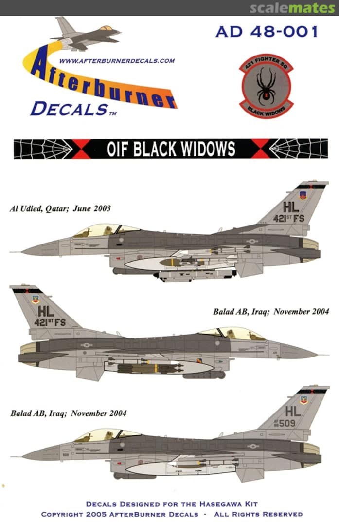 Boxart OIF Black Widows AD 48-001 Afterburner Decals