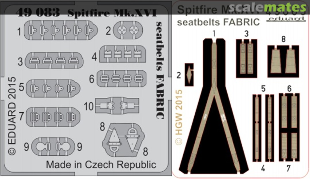 Boxart Spitfire Mk.XVI seatbelts FABRIC 49083 Eduard