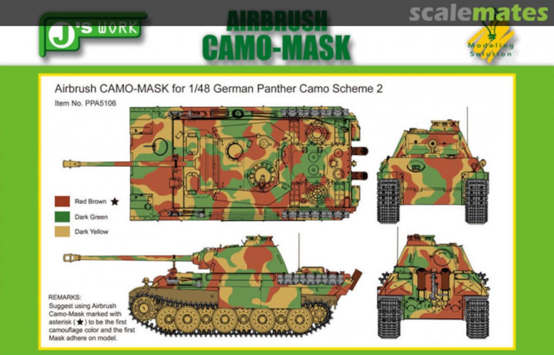 Boxart Airbrush Camo-Mask for German Panther Camo Scheme 2 PPA5106 J's Work