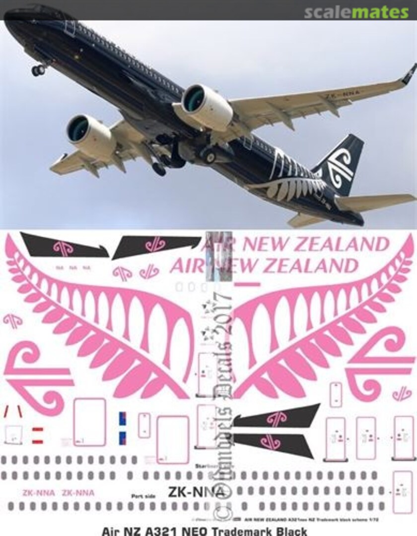 Boxart Air NZ A321Neo NZ Trademark black scheme OMD1247 Oldmodels Decals