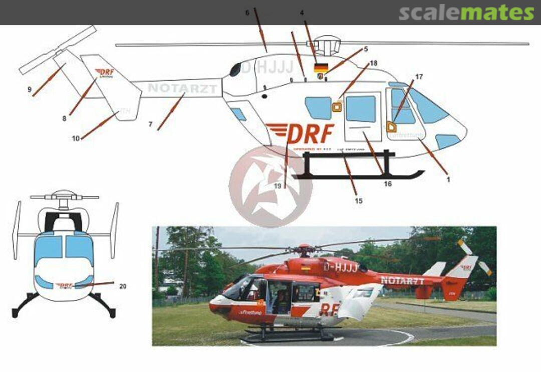 Boxart BK 117 DRF Rettungshubschrauber D-HJJJ Christoph 9 EP 2523 Peddinghaus-Decals