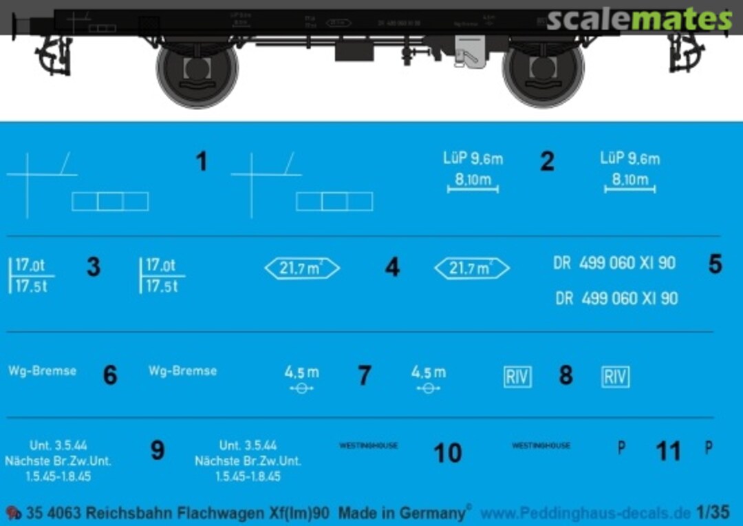 Boxart Reichsbahn Flachwagen Xf(lm)90 35 4063 Peddinghaus-Decals