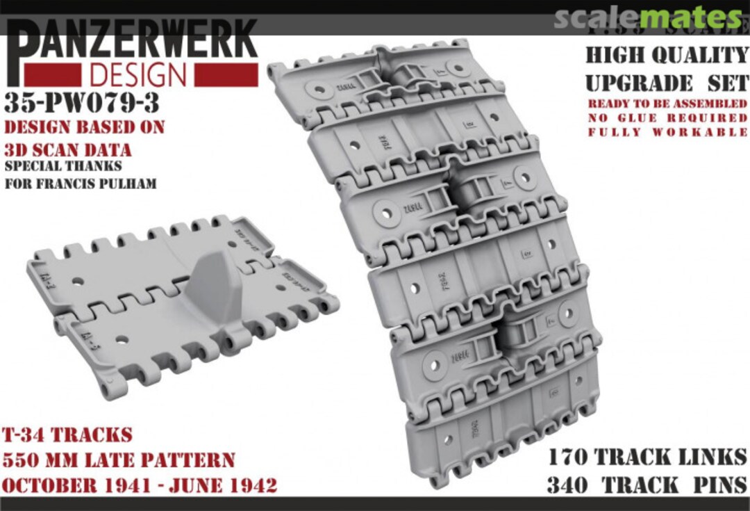 Boxart T-34 tracks 550 mm wide  Oct  1941-Jun 1942 35-PW079-3 Panzerwerk design