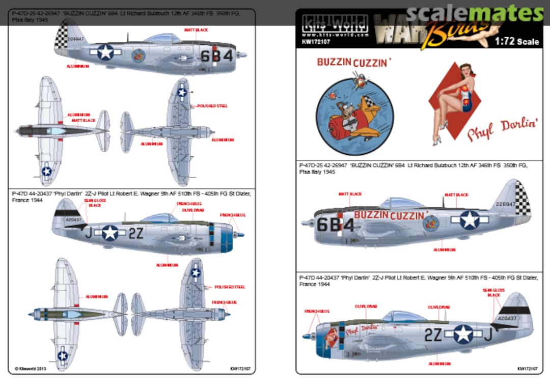 Boxart P-47D Thunderbolts Bubbletop KW172107 Kits-World