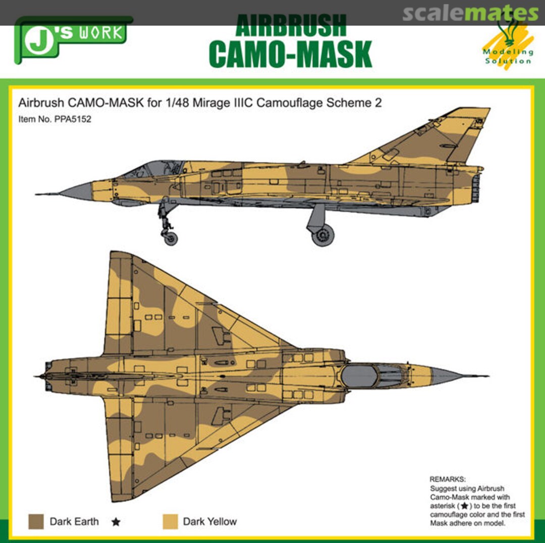 Boxart Airbrush CAMO-MASK 1/48 Mirage III C Camo Scheme 2 PPA5152 J's Work