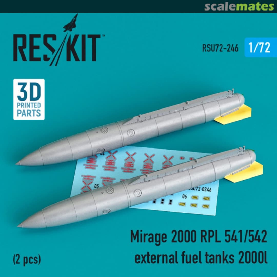 Boxart Mirage 2000 RPL 541/542 external fuel tanks 2000lt (2 pcs.) (3D printing) RSU72-0246 ResKit