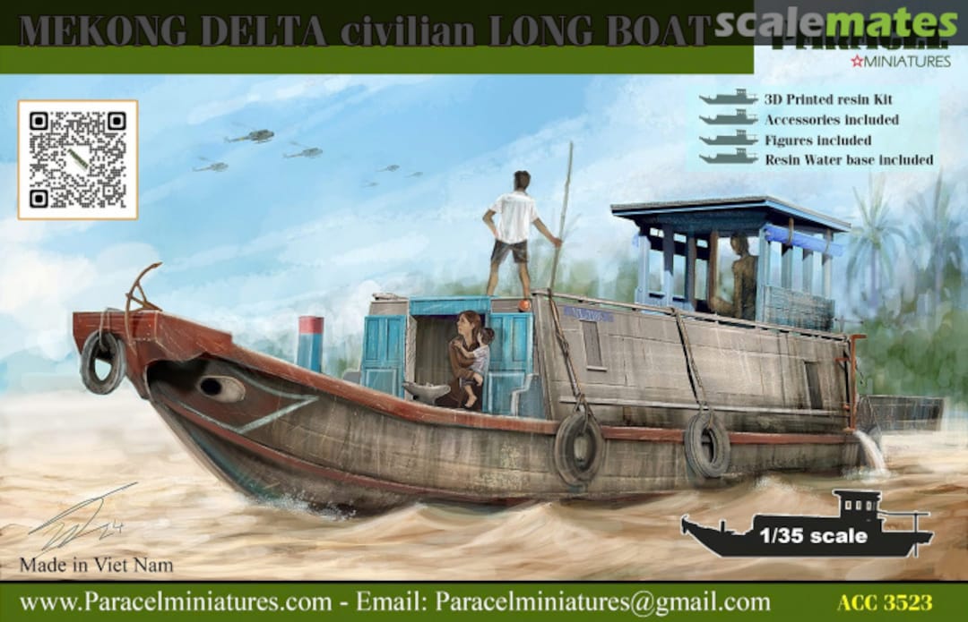 Boxart Mekong Delta Civilian Long Boat ACC3523 Paracel Miniatures