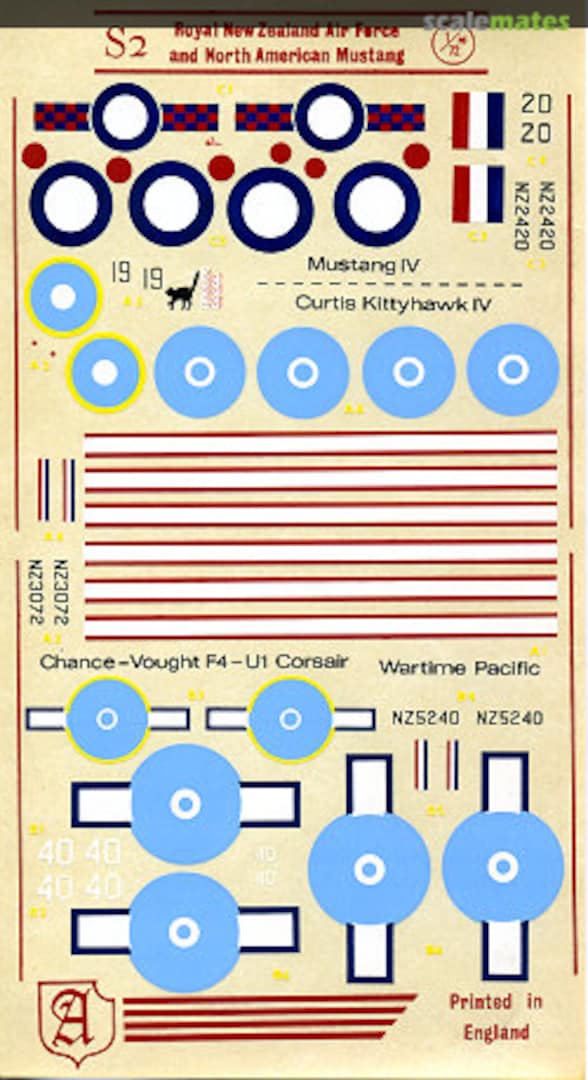 Boxart Royal New Zealand Air Force & North American Mustang S2 Almark Decals