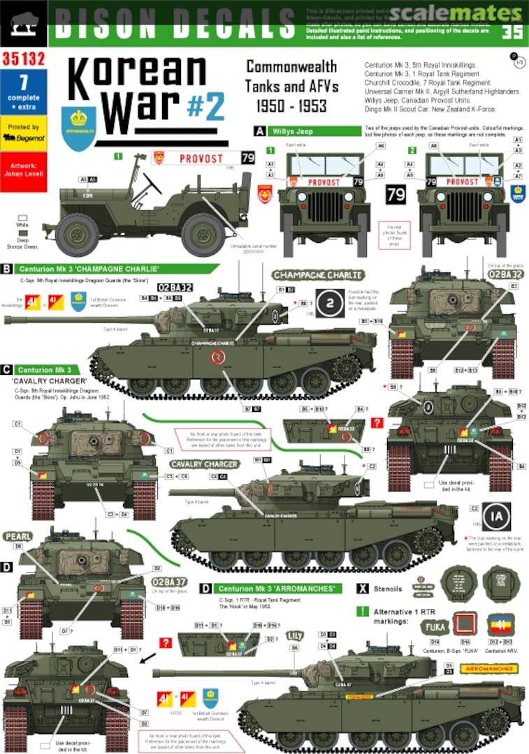 Boxart Commonwealth Tanks and AFVs 1950-53 35132 Bison Decals