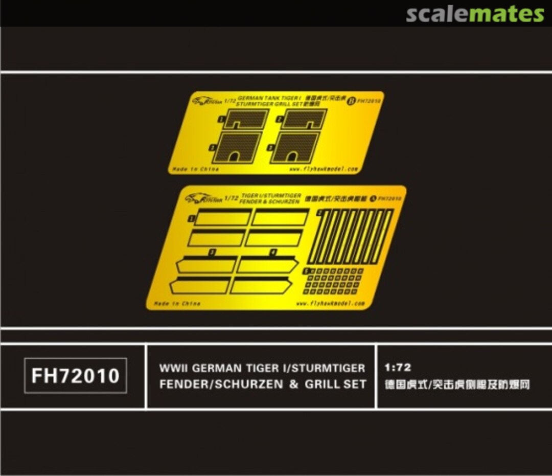 Boxart Tiger I/Sturmtiger Fender/Schürzen & Grill Set FH72010 FlyHawk Model