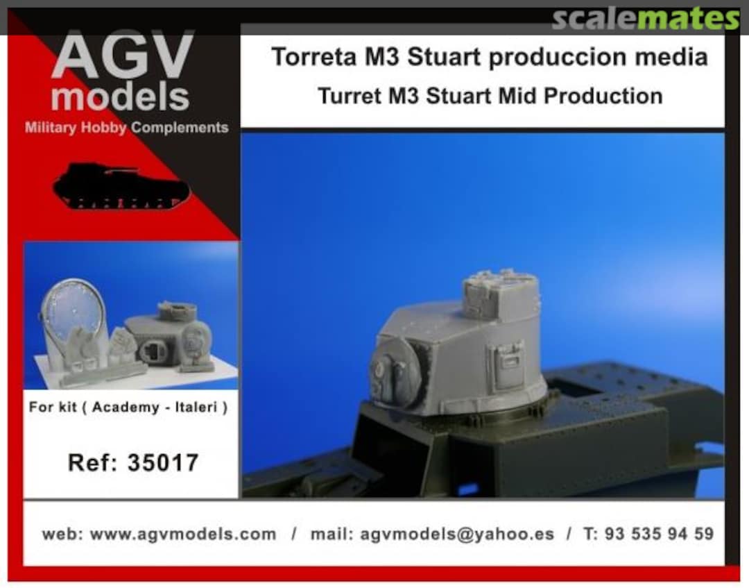 Boxart Turret M3 Stuart Mid Production 35017 AGV Models