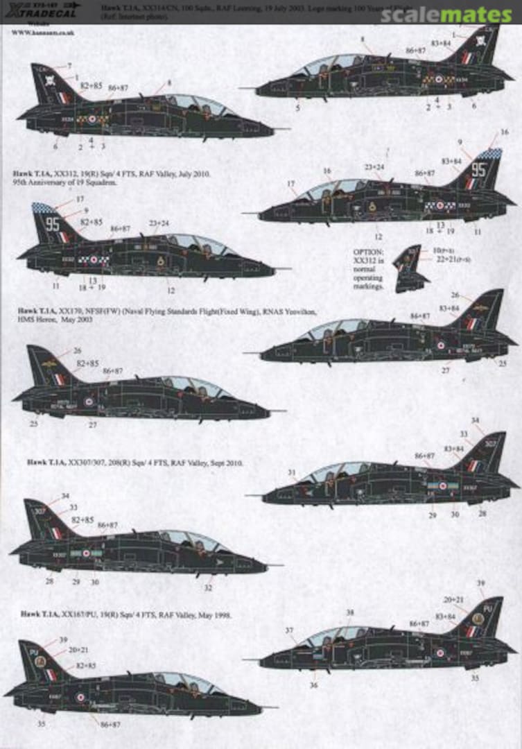 Boxart BAe Hawks in Black (10) Hawk T.1A and Hawk T.2. X72167 Xtradecal