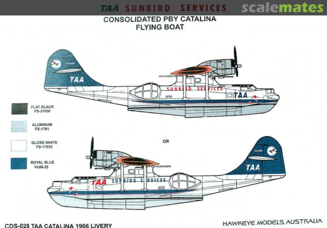 Boxart TAA, Consolidated PBY-5, Sunbird Services, 1966 Livery CDS-028 Hawkeye Models