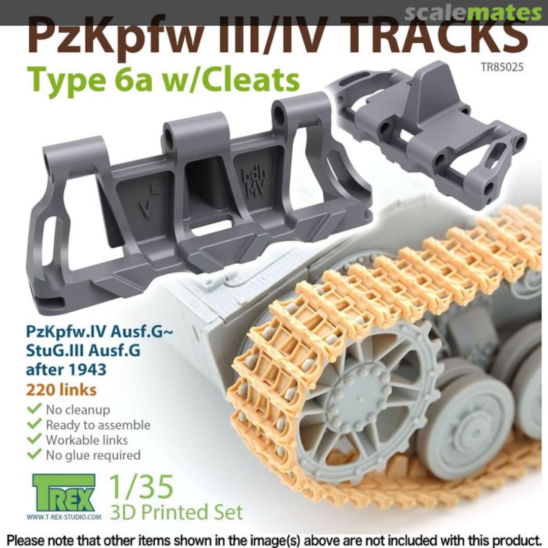 Boxart PzKpfw III / IV Tracks - Type 6a w/Cleats TR85025 T-Rex Studio