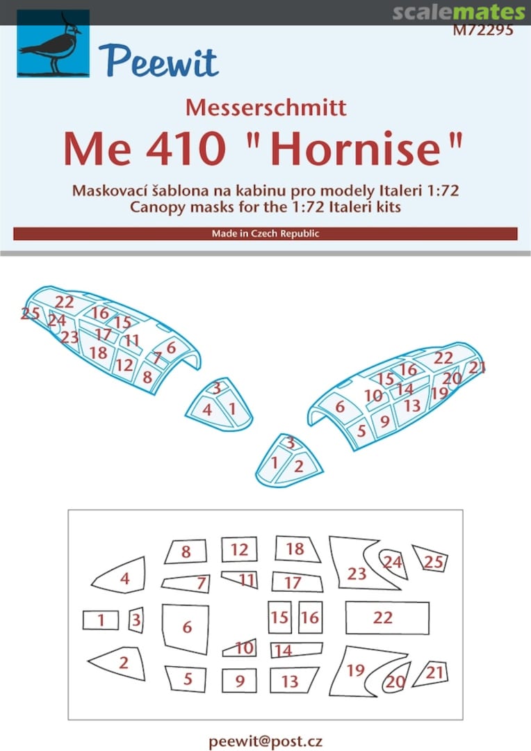 Boxart Canopy Mask: Messerschmitt Me 410 „Hornisse“ - Italeri Kits - M72295 Peewit