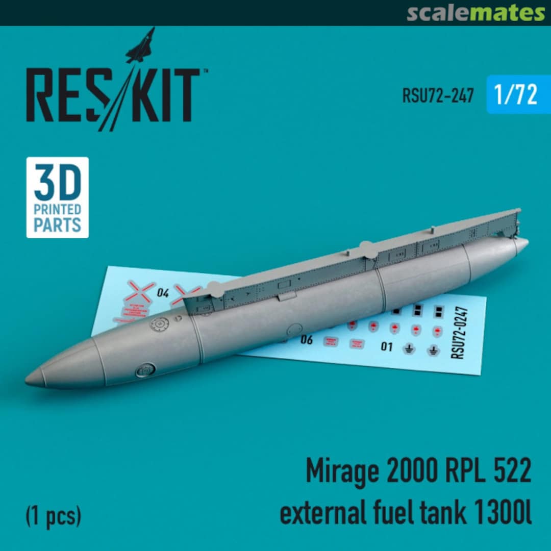 Boxart Mirage 2000 RPL 522 external fuel tank 1300lt (3D printing) RSU72-0247 ResKit