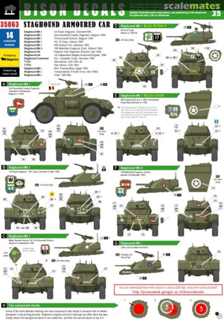 Boxart Staghound Armoured Car 35063 Bison Decals