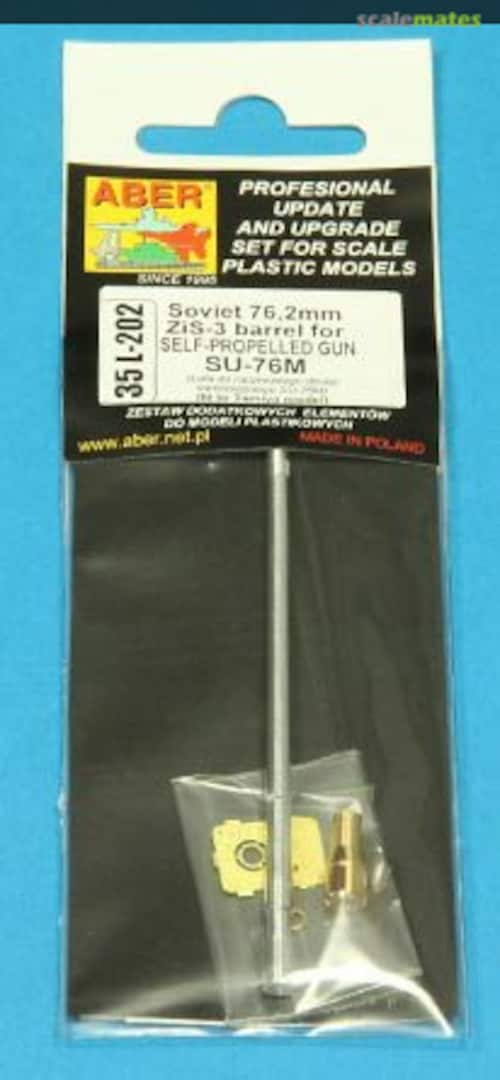 Boxart Soviet 76,2mm ZiS-3 barrel for SELF-PROPELLED GUN SU-76M (for Tamiya) 35L202 Aber