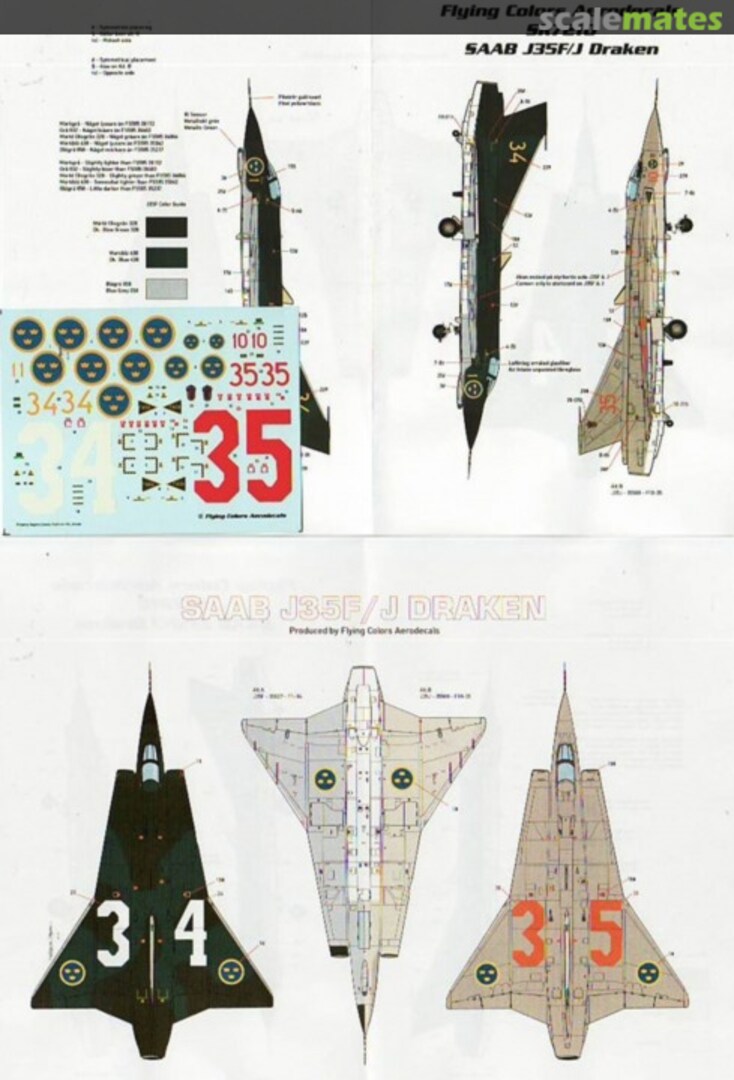 Boxart Saab J-35F/J-35J Draken SR710 Flying Colors Aerodecals