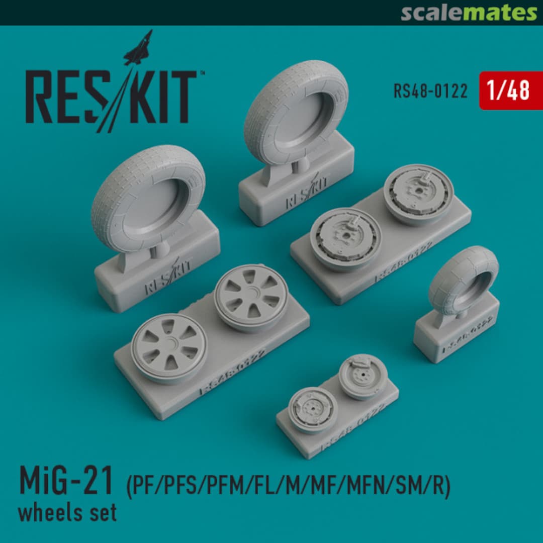 Boxart MiG-21 (PF/PFS/PFM/FL/M/MF/MFN/SM/R) wheels set RS48-0122 ResKit