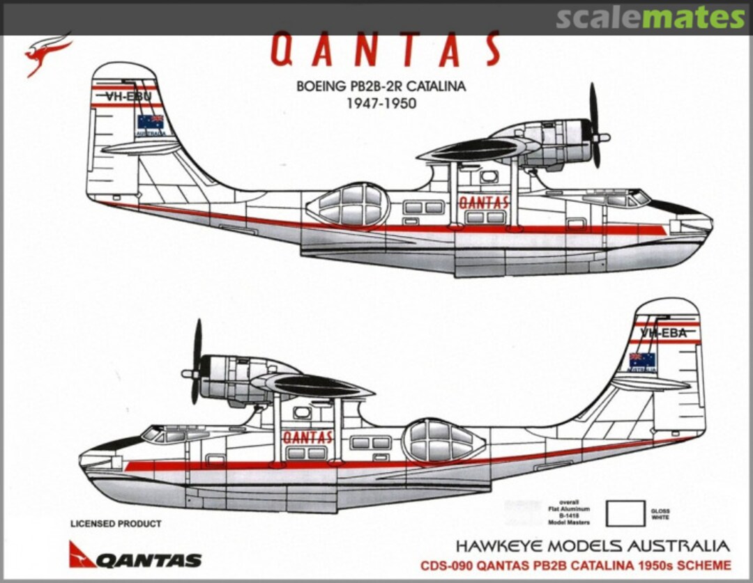 Boxart QANTAS, Consolidated PB2B-2R Catalina, 1947-1950 scheme CDS-090 Hawkeye Models