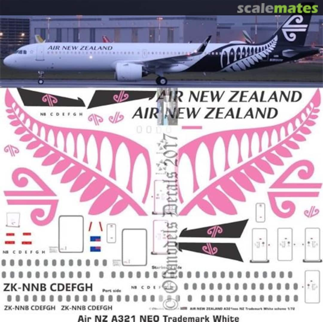 Boxart Air NZ A321Neo NZ Trademark White scheme OMD1250 Oldmodels Decals