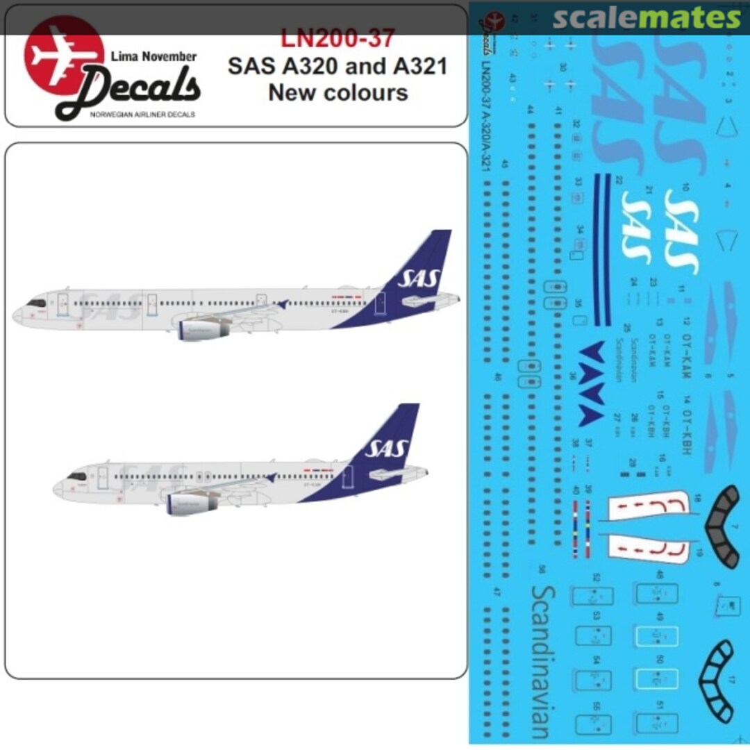 Boxart SAS new cs Airbus A320/A321 LN200-37 Lima November Decals