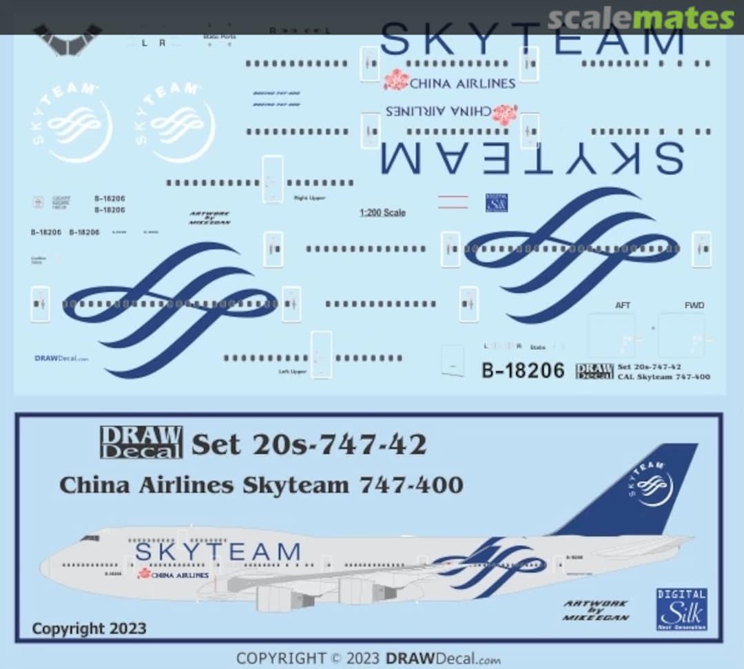 Boxart China Airlines Skyteam 747-400 20-747-42 Draw Decal