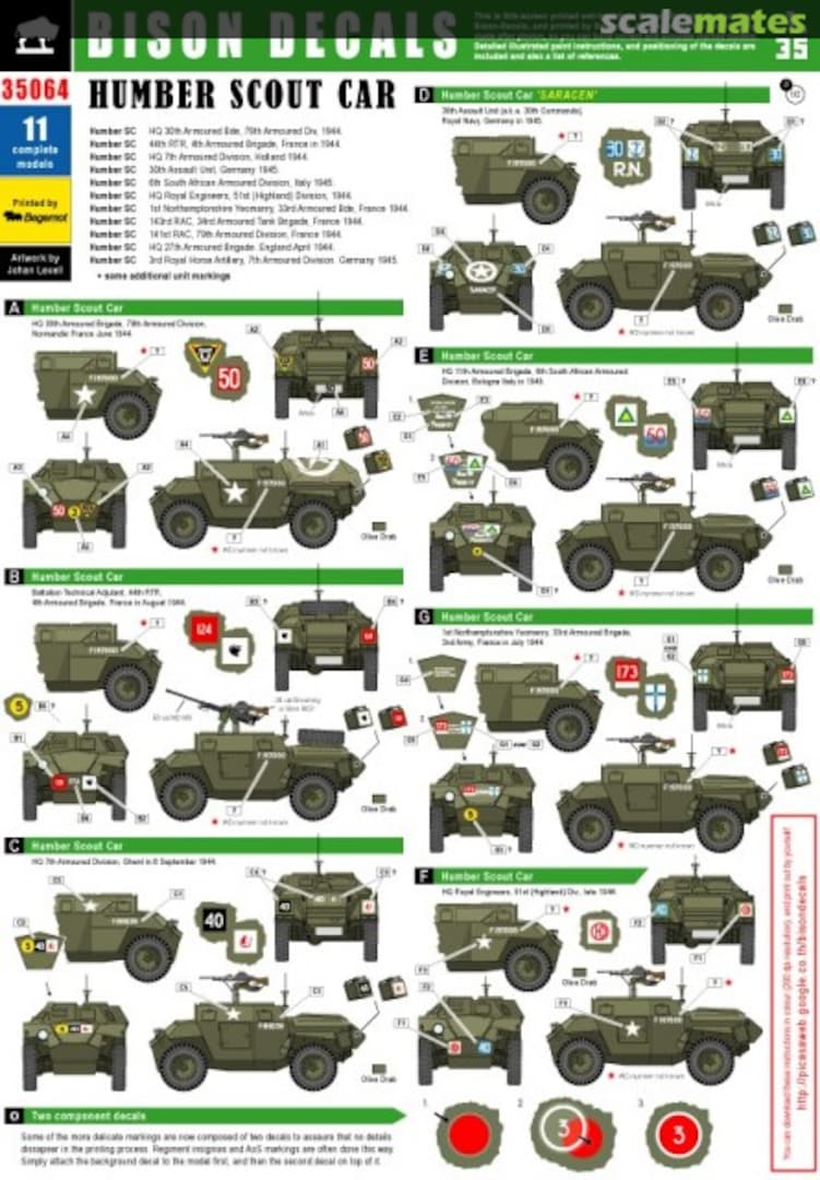 Boxart HUMBER SCOUT CAR 35064 Bison Decals