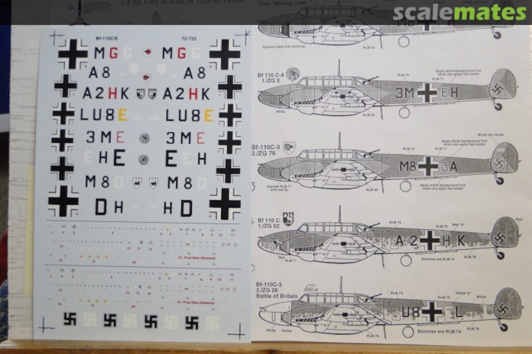 Boxart Messerschmitt Me-110C-1/C-3/C-4 72-722 SuperScale International