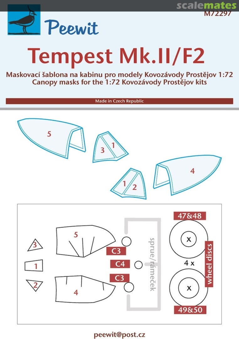 Boxart Canopy Mask: Tempest Mk.II/F2 - KP Kits - M72297 Peewit