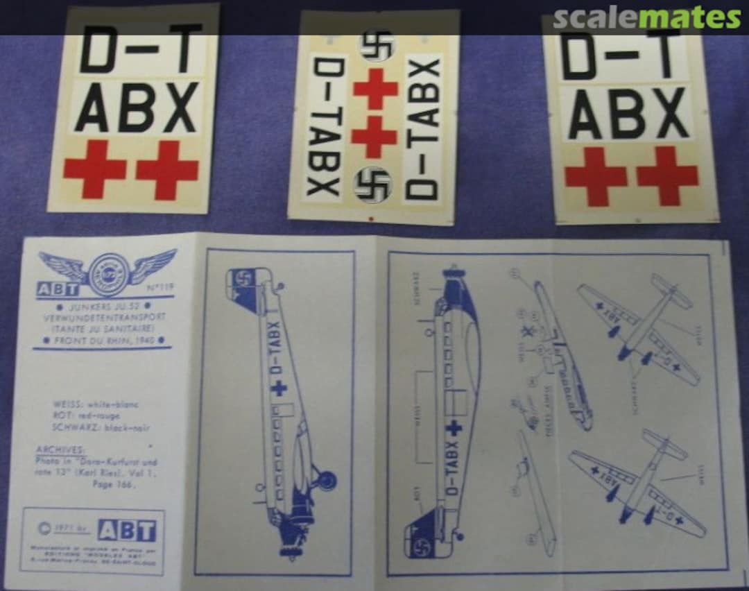 Boxart Junkers Ju 52 Verwundetentransport 119 ABT Decals