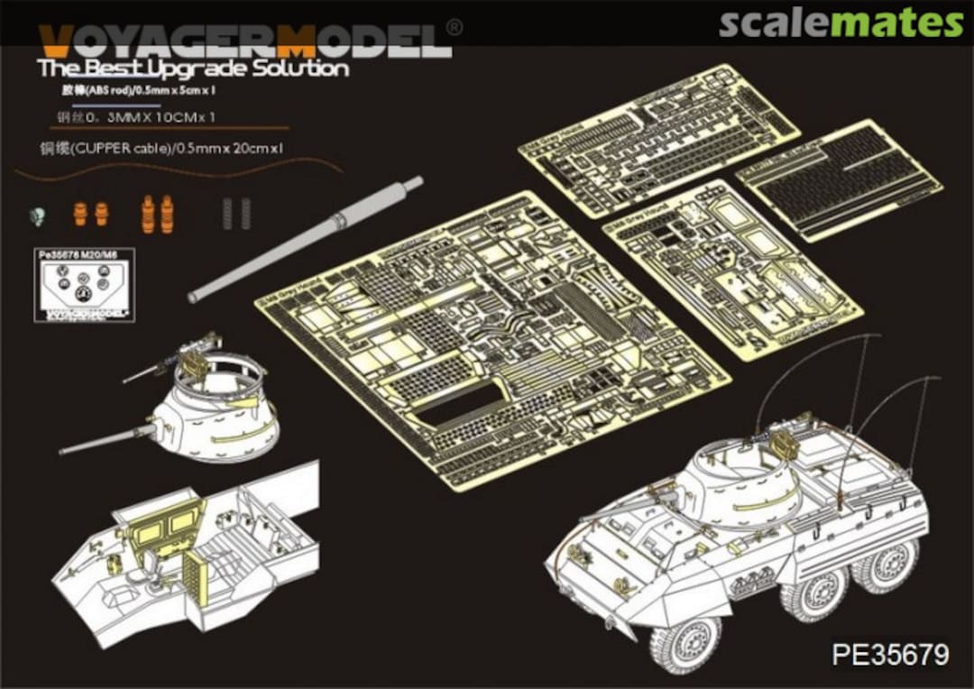 Boxart M8 Light Armored Car Basic (Gun Barrel, Antenna Base) PE35679 Voyager Model