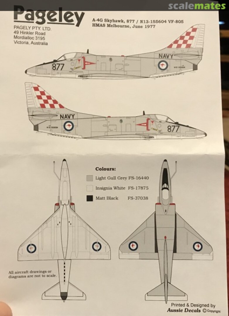 Boxart A-4G Skyhawk RAN VF-805 HMAS Melbourne June 77 F-24S1 Aussie Decals