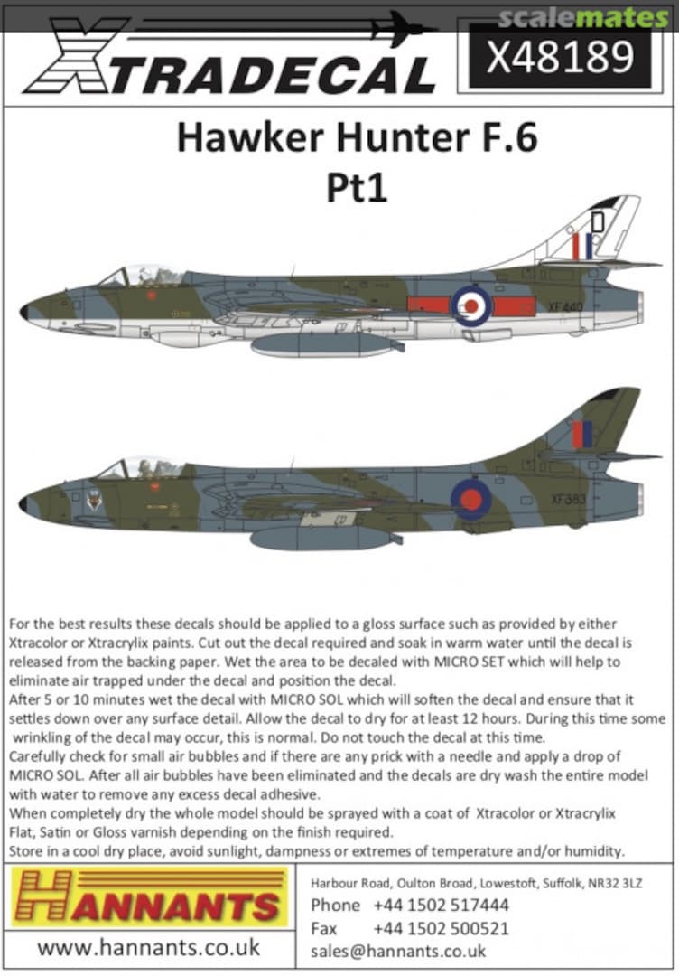 Boxart Hawker Hunter F.6 Part 1 X48189 Xtradecal