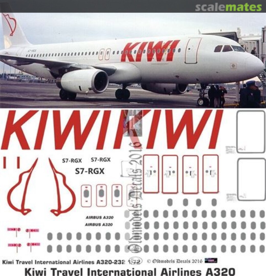 Boxart Kiwi Travel International Airlines A320 OMD0999 Oldmodels Decals